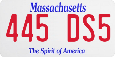 MA license plate 445DS5