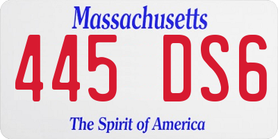 MA license plate 445DS6