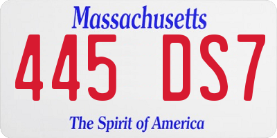 MA license plate 445DS7