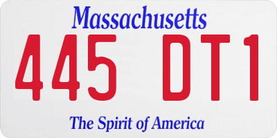 MA license plate 445DT1