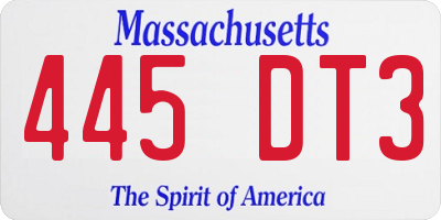 MA license plate 445DT3