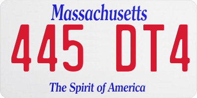 MA license plate 445DT4
