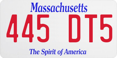 MA license plate 445DT5