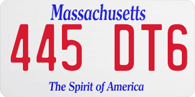 MA license plate 445DT6