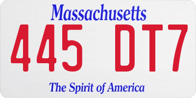 MA license plate 445DT7