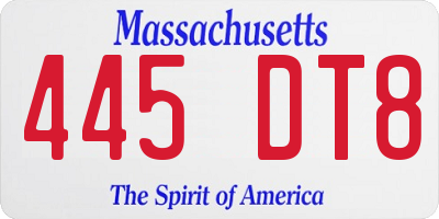MA license plate 445DT8