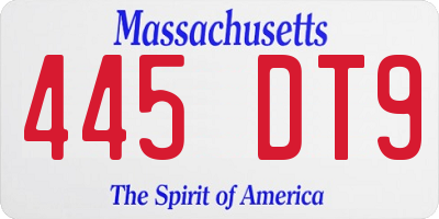 MA license plate 445DT9