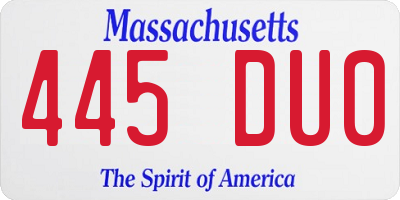 MA license plate 445DU0