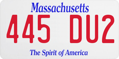 MA license plate 445DU2