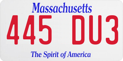 MA license plate 445DU3