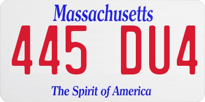 MA license plate 445DU4
