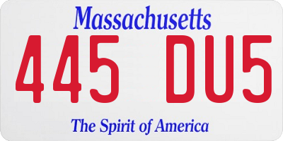 MA license plate 445DU5
