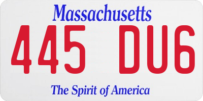 MA license plate 445DU6