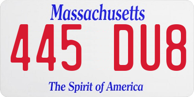 MA license plate 445DU8