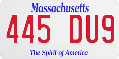 MA license plate 445DU9