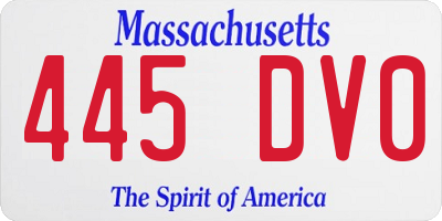 MA license plate 445DV0