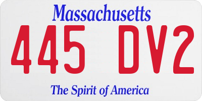 MA license plate 445DV2