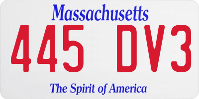 MA license plate 445DV3
