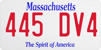 MA license plate 445DV4