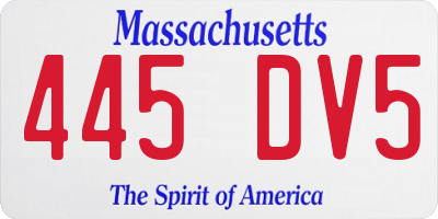 MA license plate 445DV5