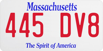 MA license plate 445DV8