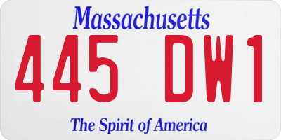 MA license plate 445DW1