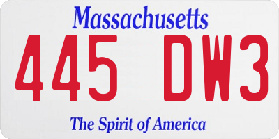 MA license plate 445DW3