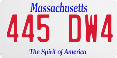 MA license plate 445DW4