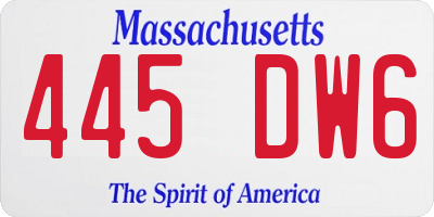 MA license plate 445DW6