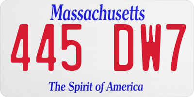MA license plate 445DW7