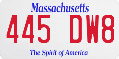 MA license plate 445DW8