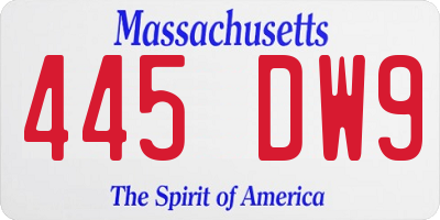 MA license plate 445DW9