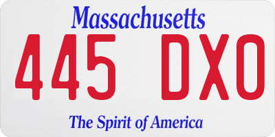 MA license plate 445DX0