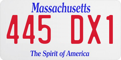 MA license plate 445DX1
