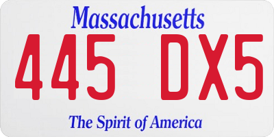 MA license plate 445DX5