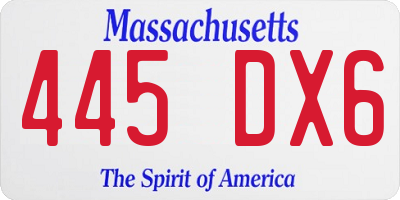 MA license plate 445DX6