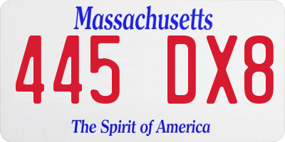 MA license plate 445DX8