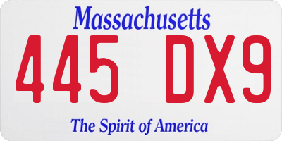 MA license plate 445DX9