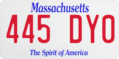 MA license plate 445DY0