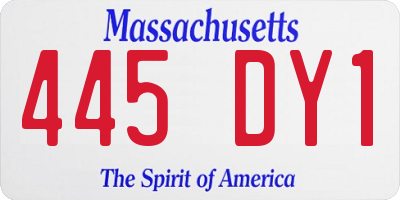 MA license plate 445DY1