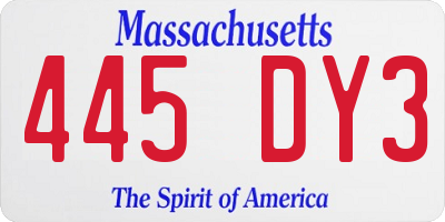 MA license plate 445DY3