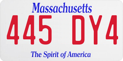 MA license plate 445DY4