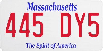 MA license plate 445DY5