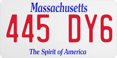 MA license plate 445DY6