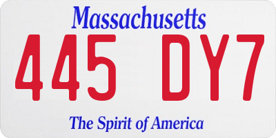 MA license plate 445DY7