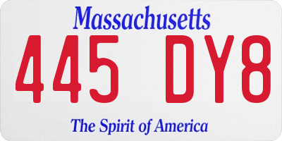 MA license plate 445DY8