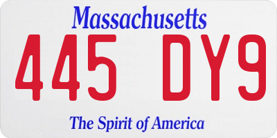 MA license plate 445DY9