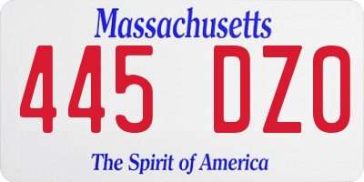 MA license plate 445DZ0