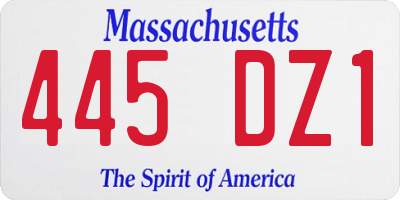 MA license plate 445DZ1