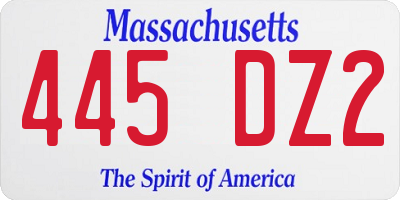 MA license plate 445DZ2